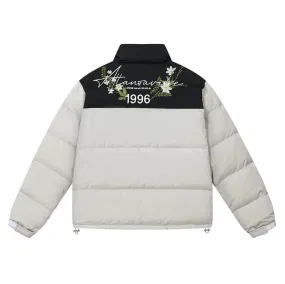 Handwritten Floral Embroidered Puffer Jacket