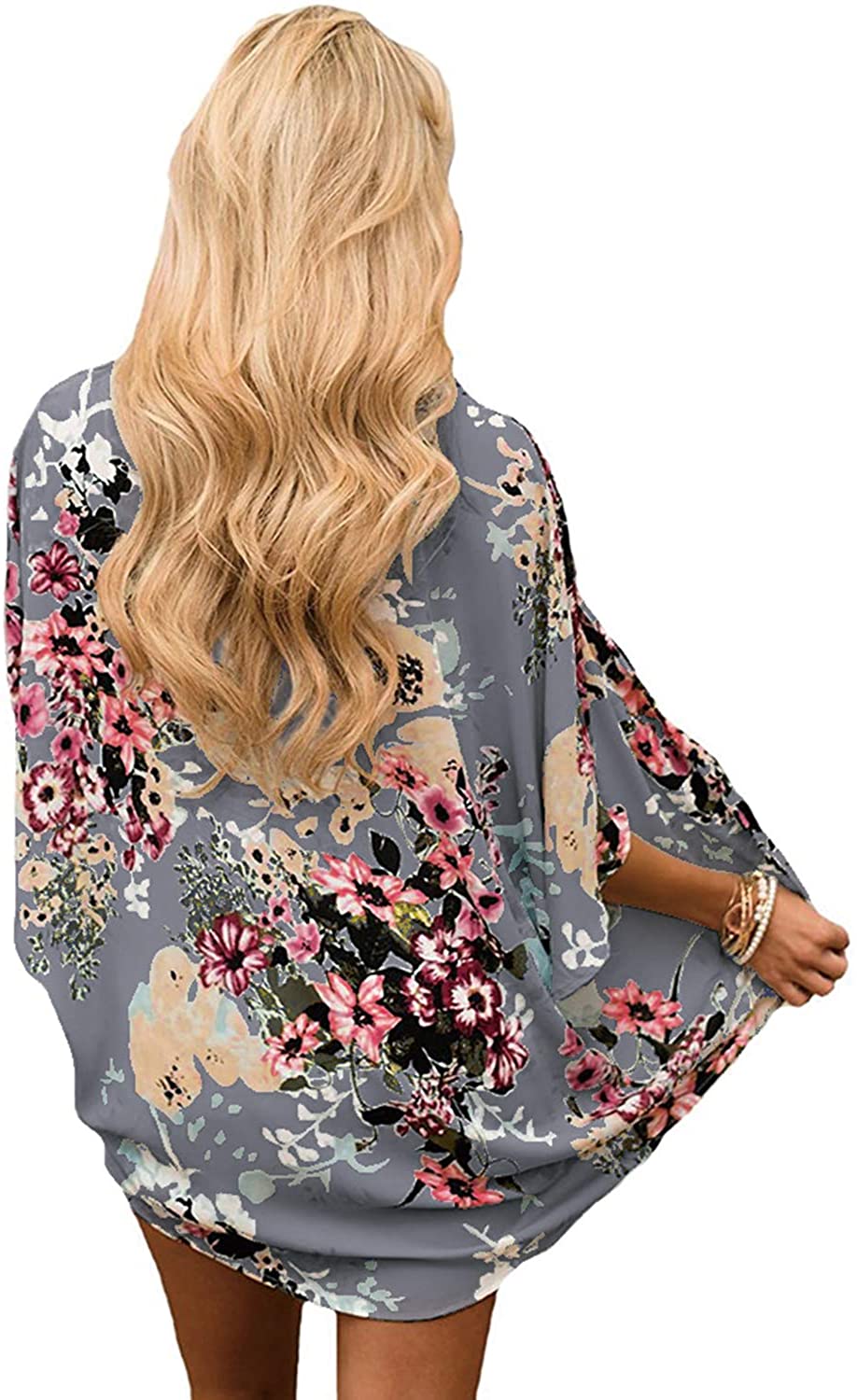 Haute Edition Women's Lightweight Summer Kimono Cardigan Cover Up in Leopard and Floral