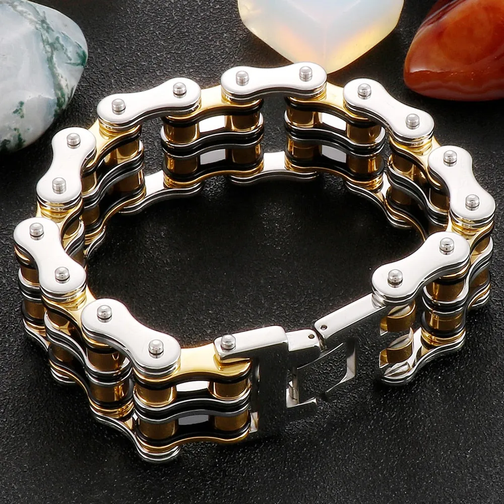 Hip Hop Men's Stainless Steel Motorcycle Chain Bracelet Wristband