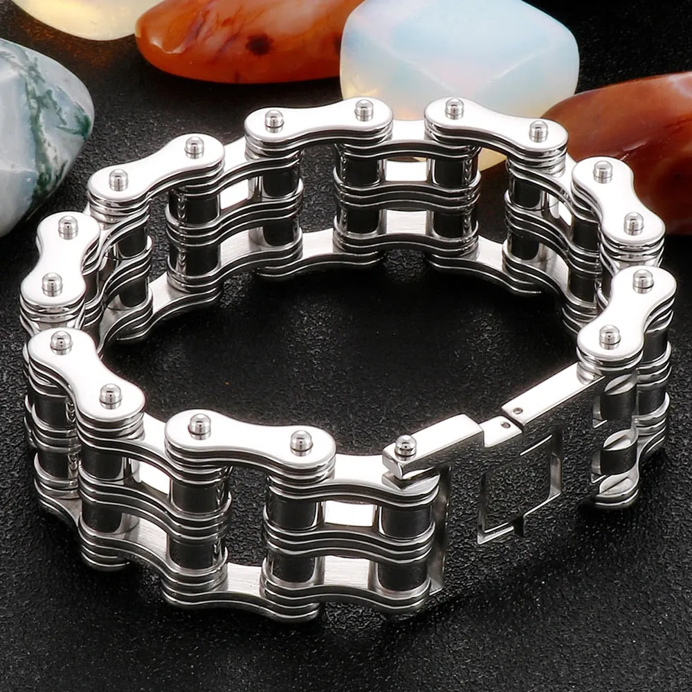 Hip Hop Men's Stainless Steel Motorcycle Chain Bracelet Wristband