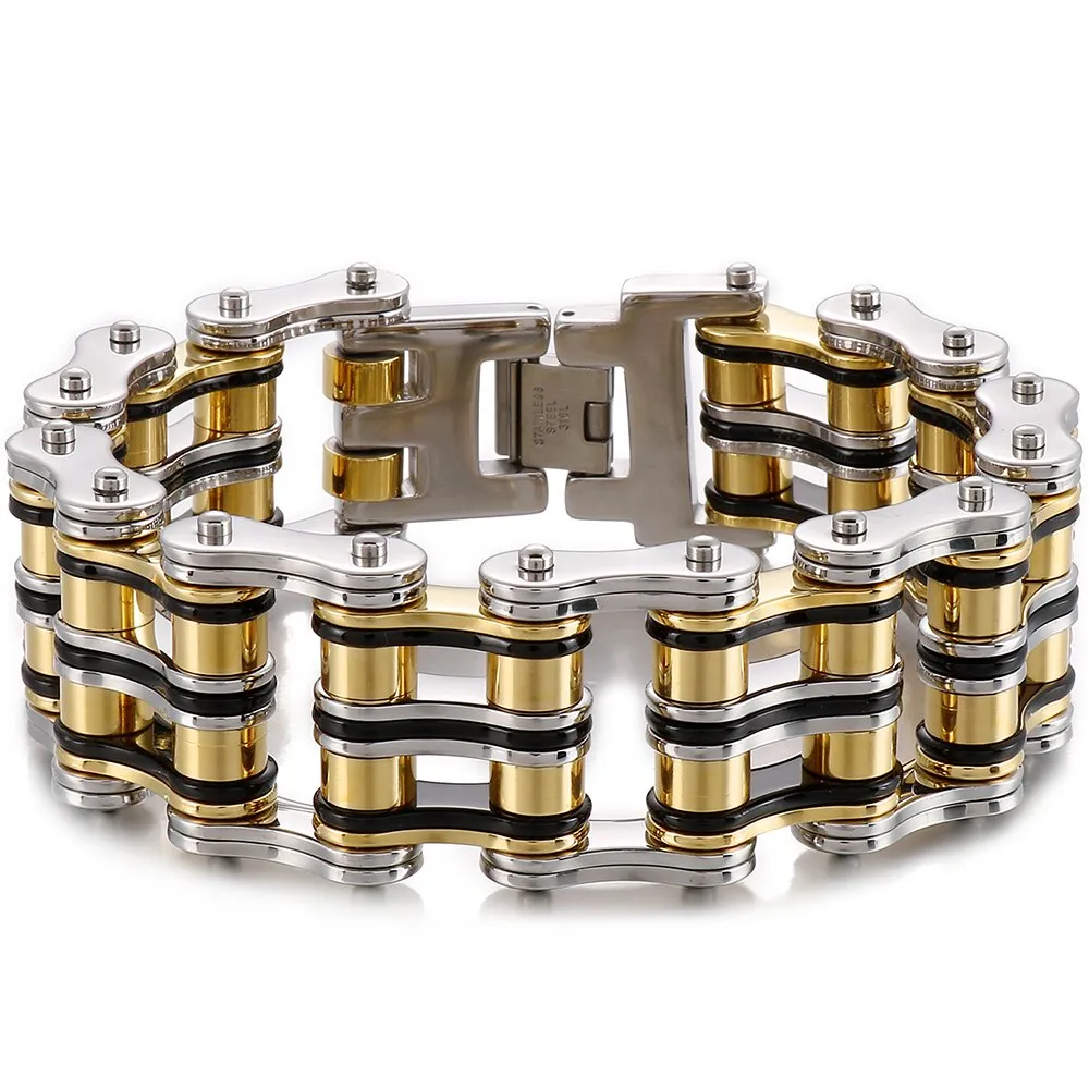 Hip Hop Men's Stainless Steel Motorcycle Chain Bracelet Wristband