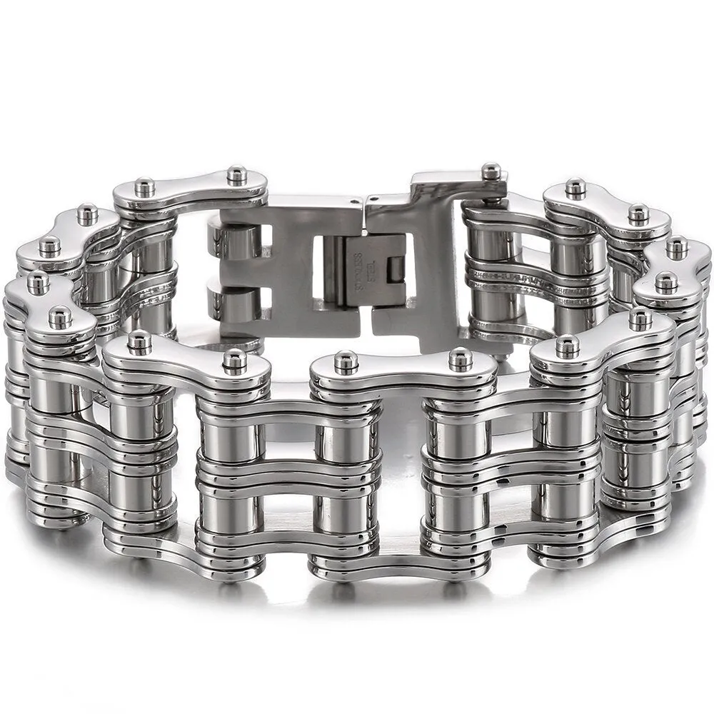 Hip Hop Men's Stainless Steel Motorcycle Chain Bracelet Wristband