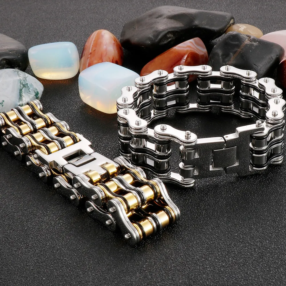 Hip Hop Men's Stainless Steel Motorcycle Chain Bracelet Wristband