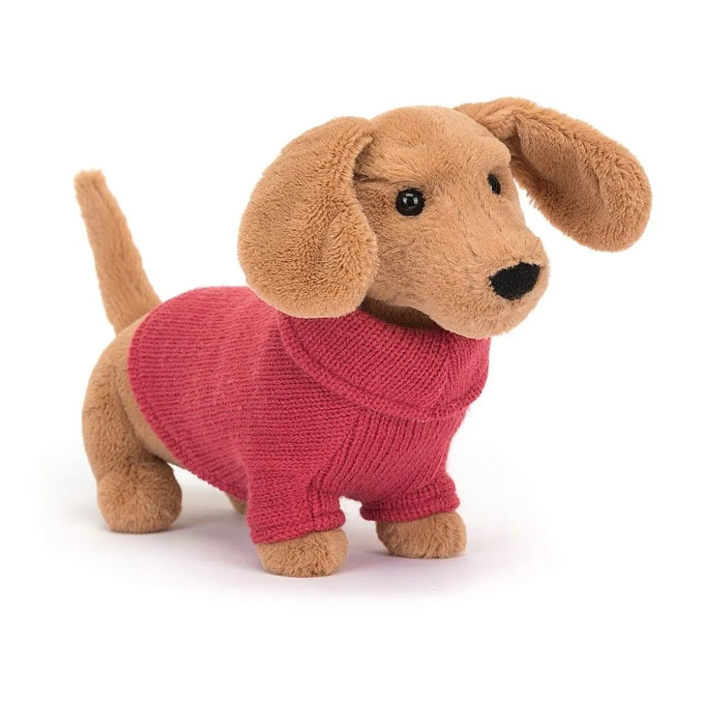 JELLYCAT PINK SWEATER SAUSAGE DOG S3SDP