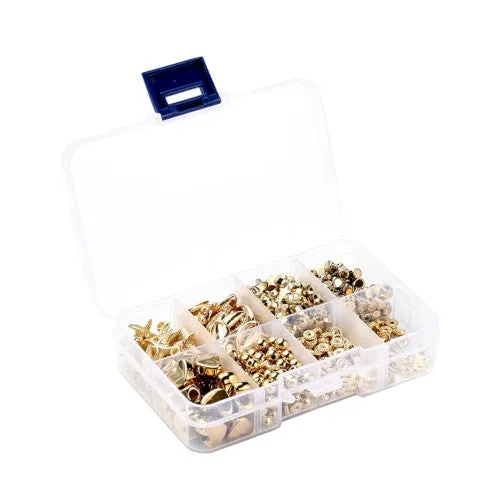 Jewelry Making Kit, Golden, Hearts, Stars, Spacer Beads, Starfish, Shell, Pendants, 515 Pieces