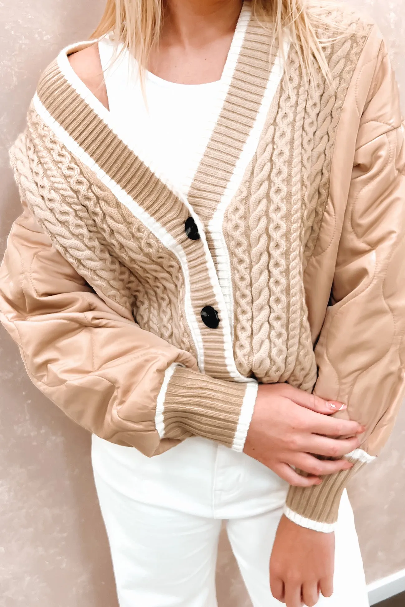 Jordan Knit Puffer Jacket Camel