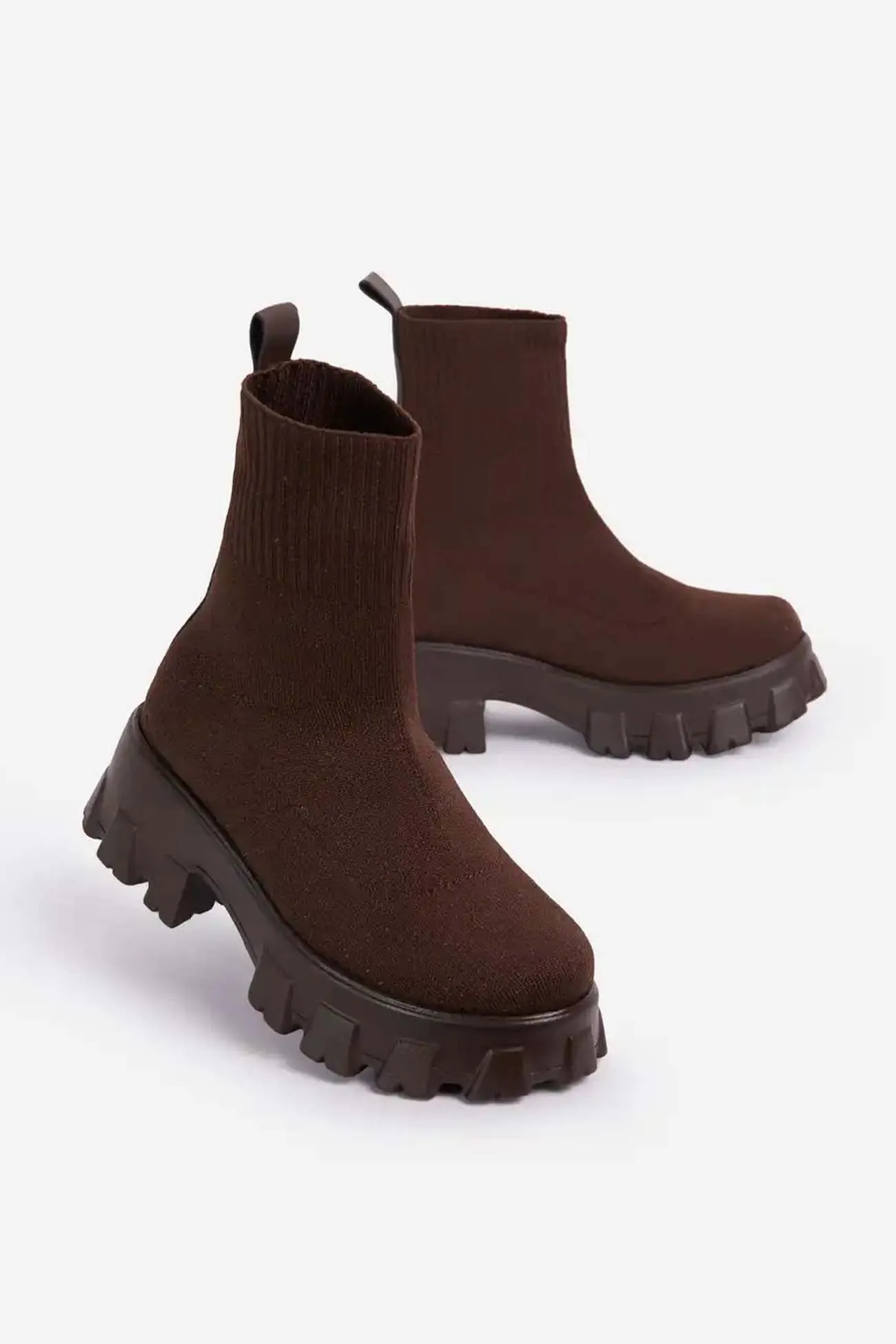 Knit Platform Sock Ankle Boots