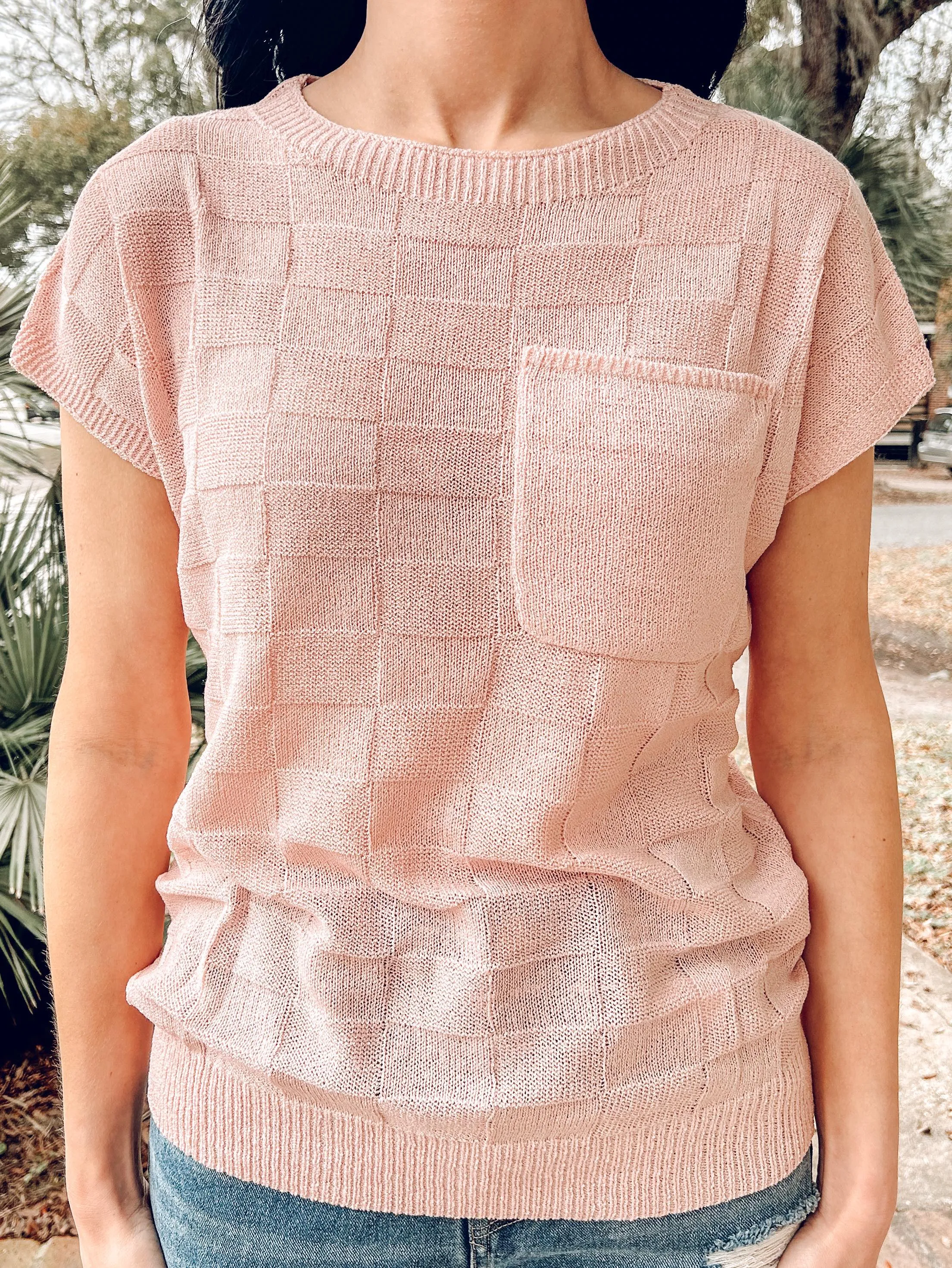 Lattice Pocket Top | Mauve