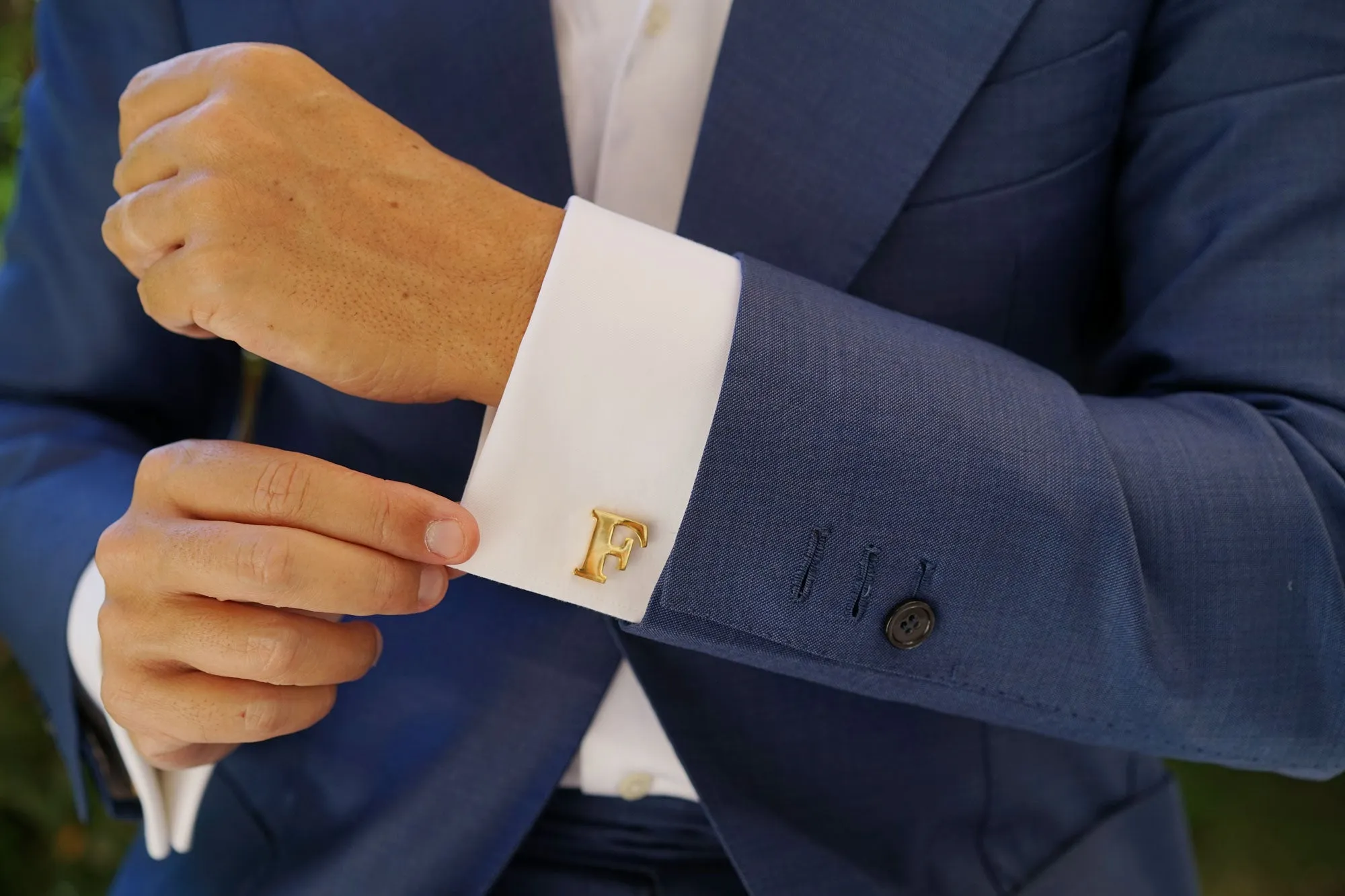 Letter F Gold Cufflinks