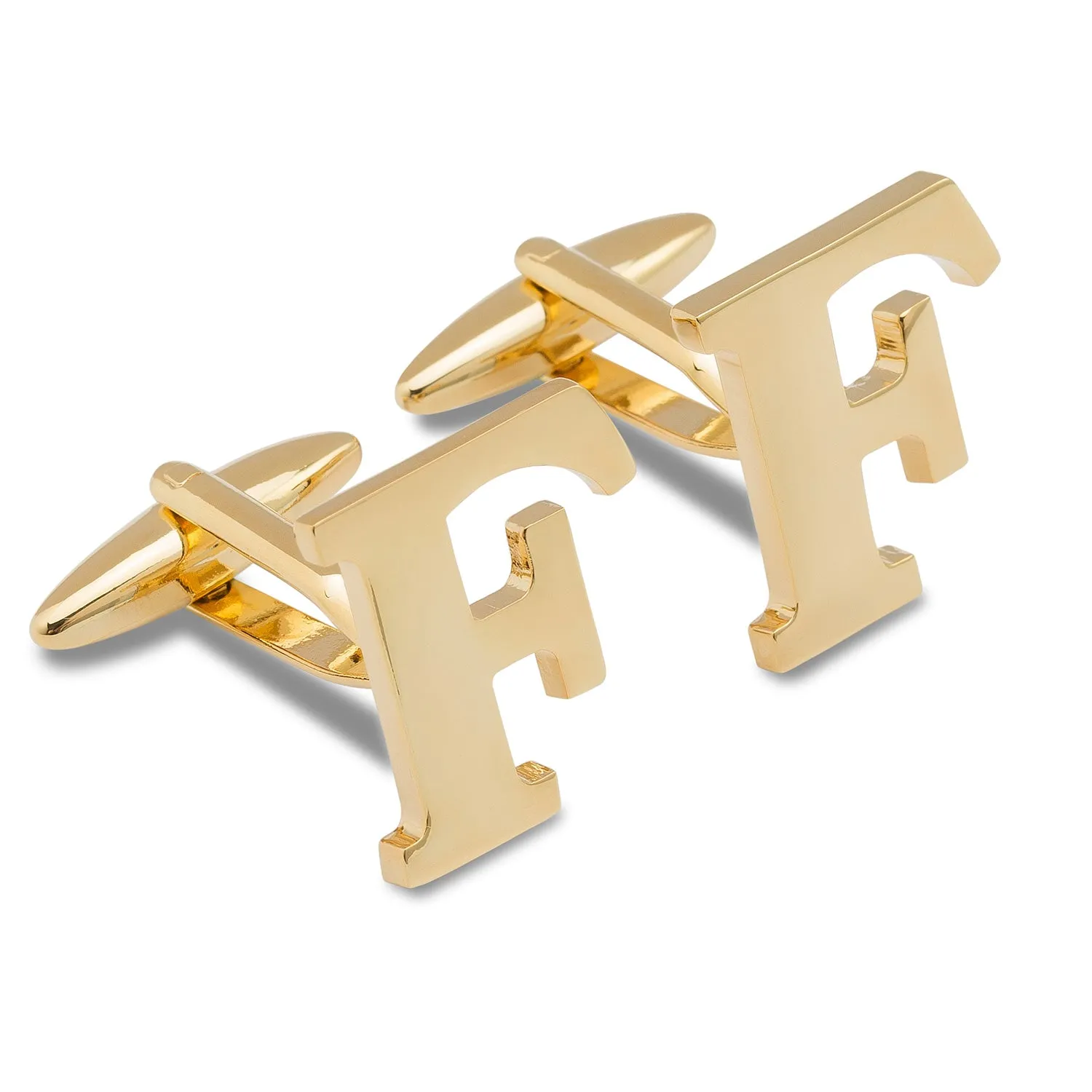 Letter F Gold Cufflinks