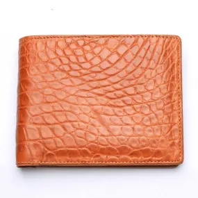 Light Brown Real Crocodile Stomach Skin Trifold Wallets