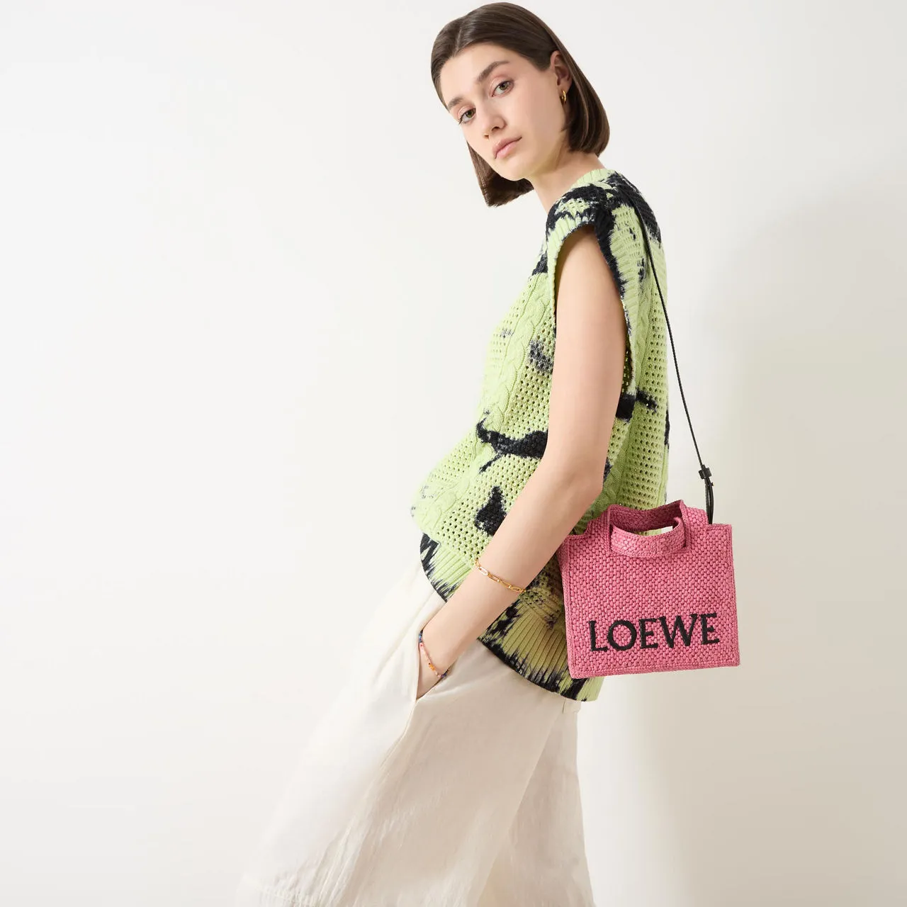 LOEWE PAULAS IBIZA 2024 Font Logo Mini Tote Bag - Sunset Pink