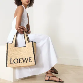 LOEWE PAULAS IBIZA 2024 Logo Font Large Raffia Tote - Natural