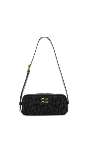 Logo-Lettering Zip-Up Shoulder Bag - Black