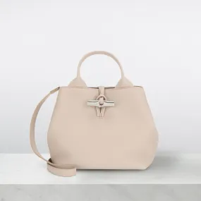 LONGCHAMP The Sustainable Edit Le Roseau Medium Leather Crossbody Bag - Argile