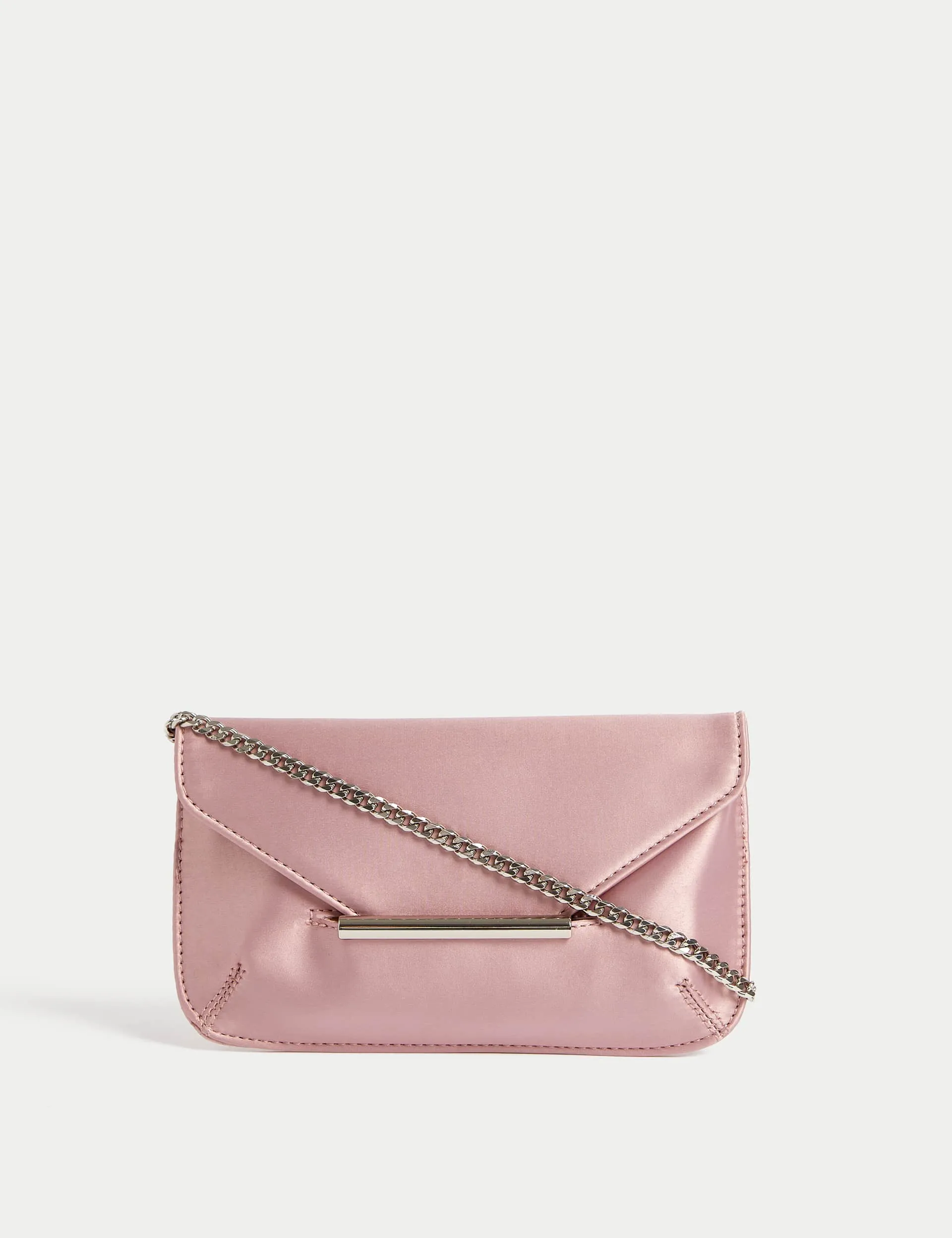 M&S Women's Faux Leather Chain Strap Clutch Bag - Pink, Pink