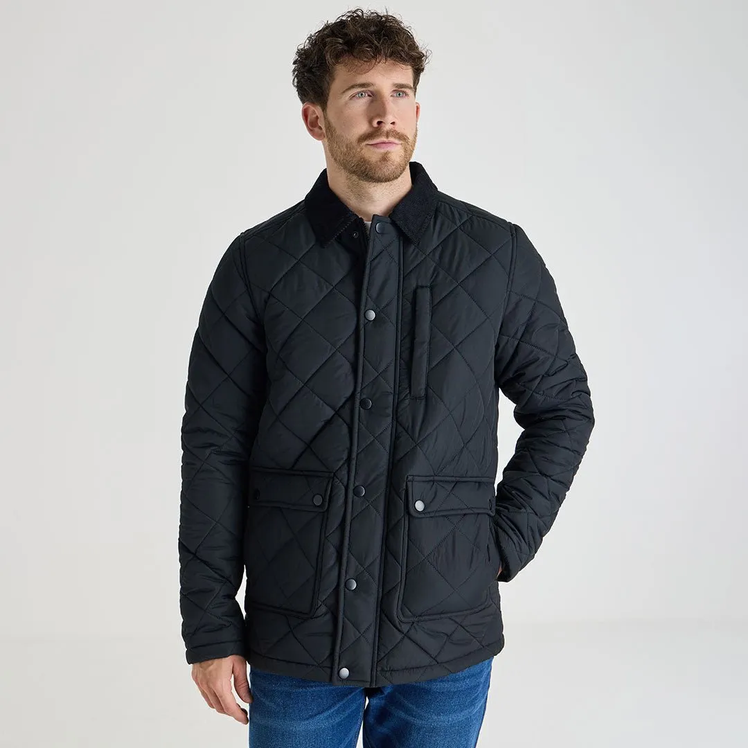 Mens Black Quilted Coat