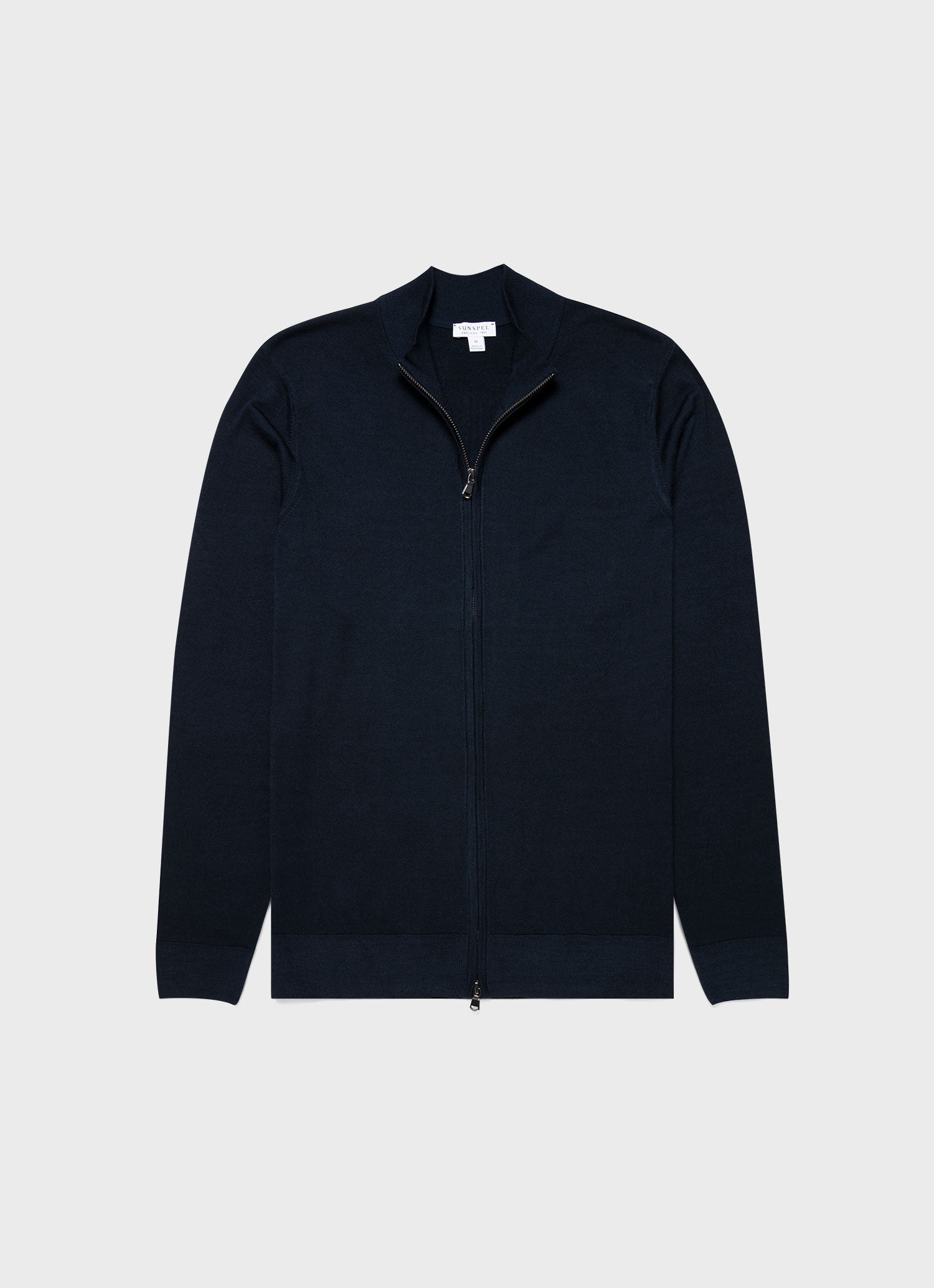 Men's Extra-Fine Merino Zip Cardigan in Light Navy