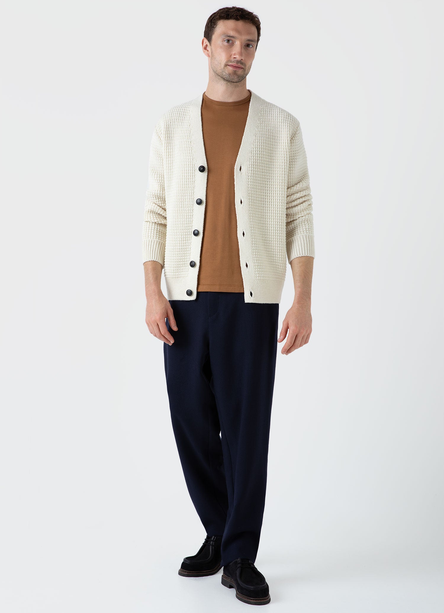 Men's Fisherman Cardigan in Ecru