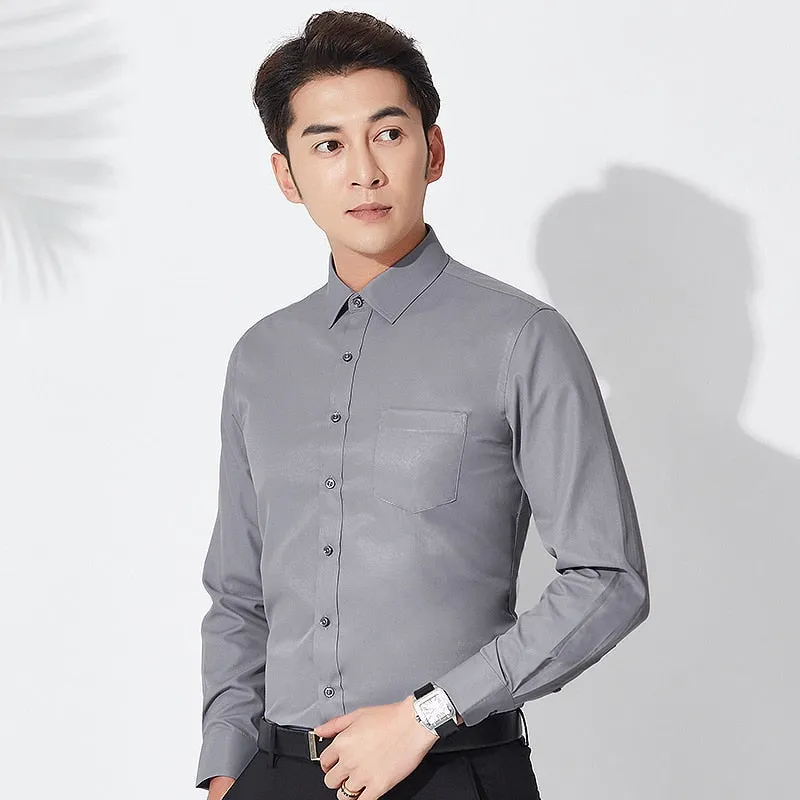 Men's Formal Standard-fit Striped Single Patch Pocket Long Sleeve Shirt