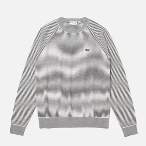 Men's Lacoste Classic Fit Striped Cotton Crew Neck Sweater