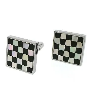 men's stainless steel cufflinks with mother of pearl onyx design handmade