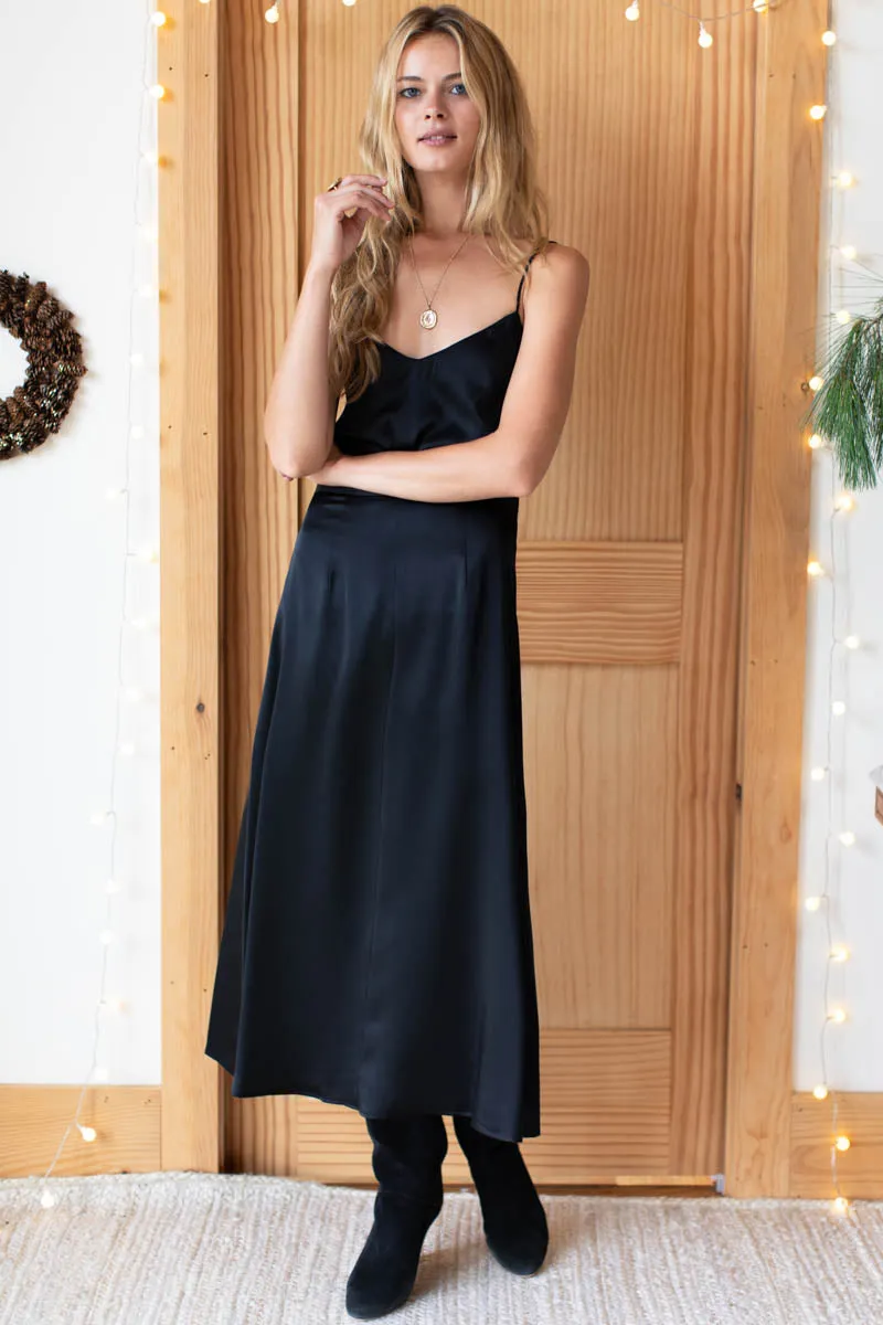 Midi Skirt 2 - Black Silk