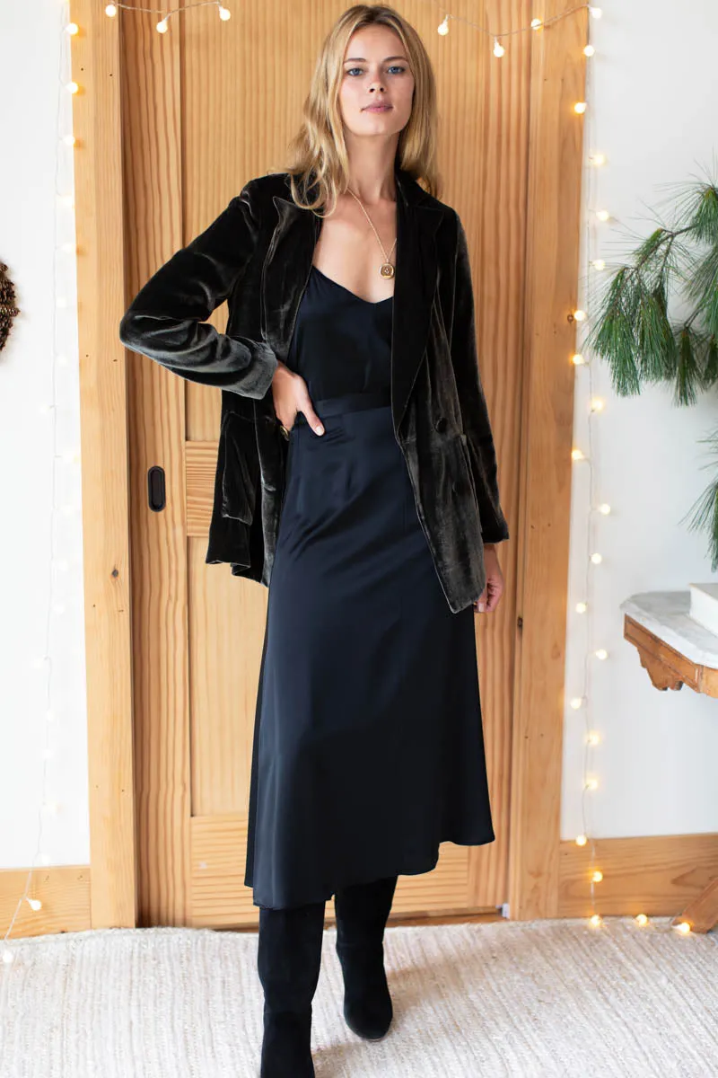 Midi Skirt 2 - Black Silk