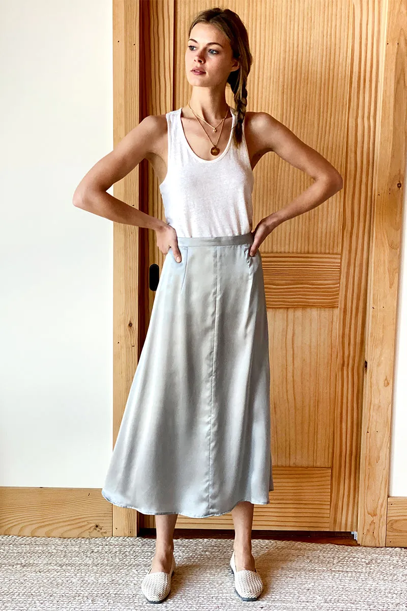 Midi Skirt 2 - Platinum Silk