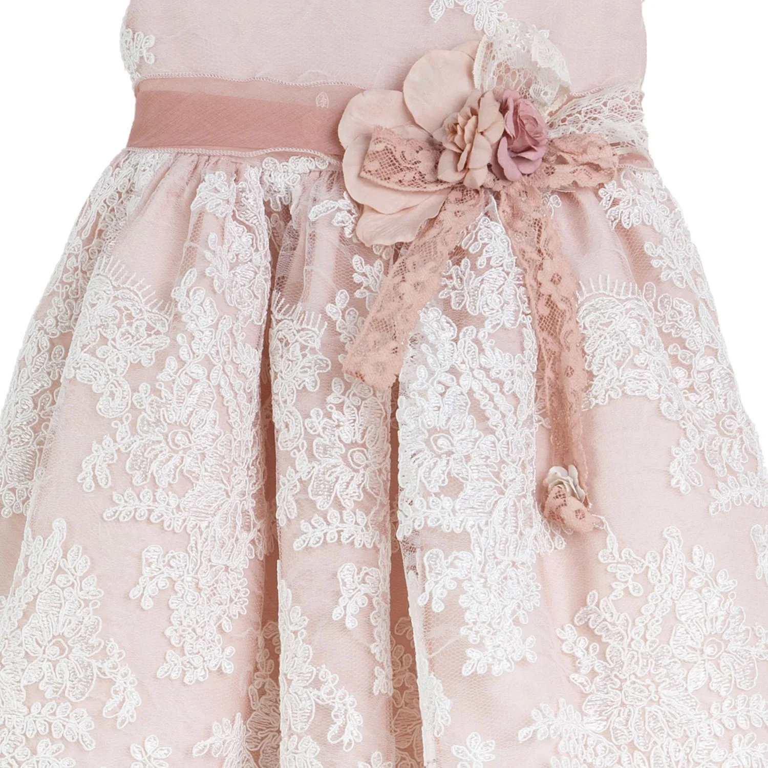 Mimilú Antique Pink Mini Dress With All-Over White Embroidery