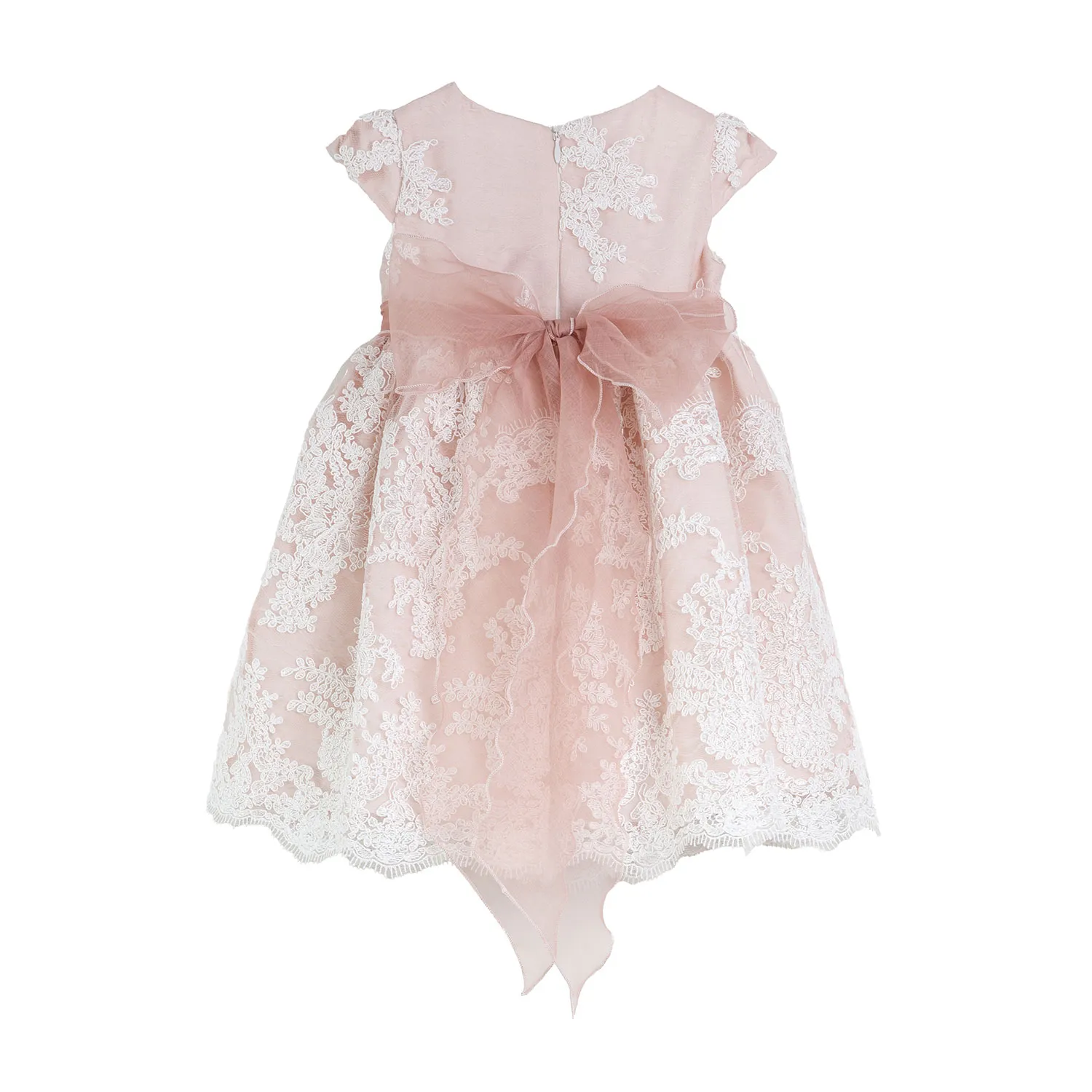 Mimilú Antique Pink Mini Dress With All-Over White Embroidery