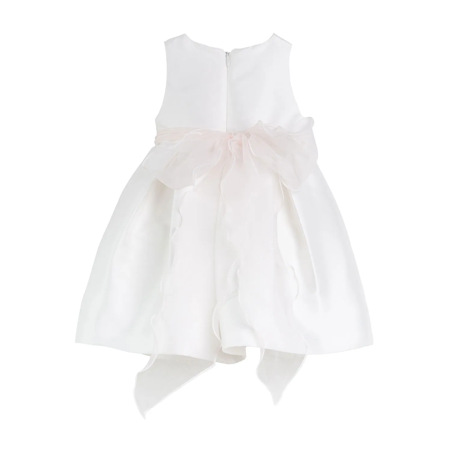 Mimilú White Mikado Mini Dress With Light Pink Flower