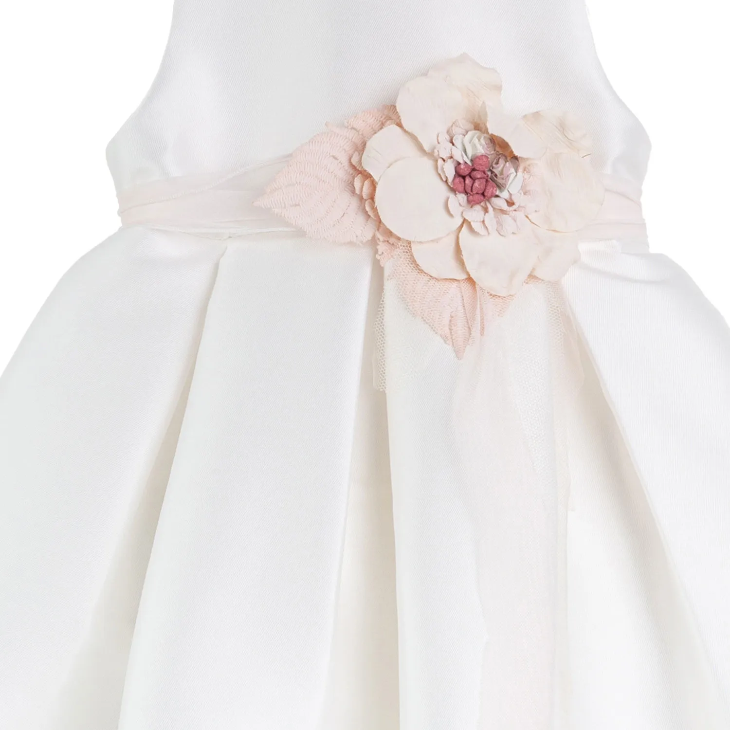 Mimilú White Mikado Mini Dress With Light Pink Flower