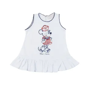 Monnalisa White Minnie Mini Dress For Baby Girls