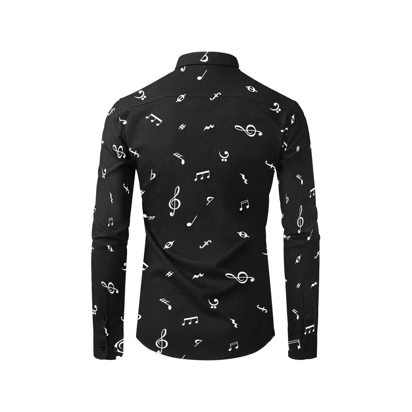 musical note blouse white on black Men's All Over Print Casual Dress Shirt (Model T61)