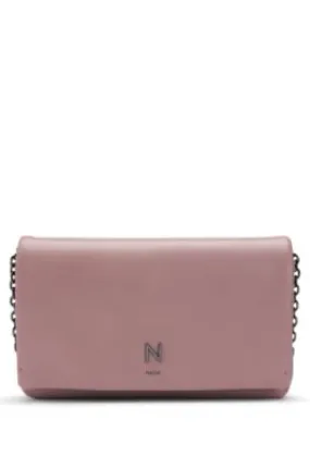 NAOMI x BOSS leather clutch bag with signature hardware