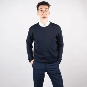 Navy Merino Crew-neck Sweater