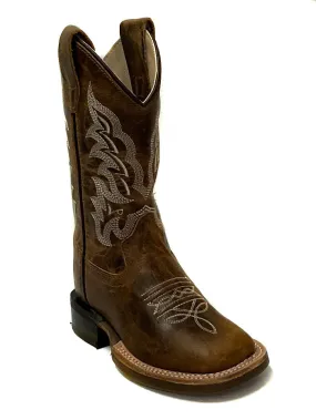 Old West BSC1979 BSY1979 Kids Square Toe Western Boot Brown