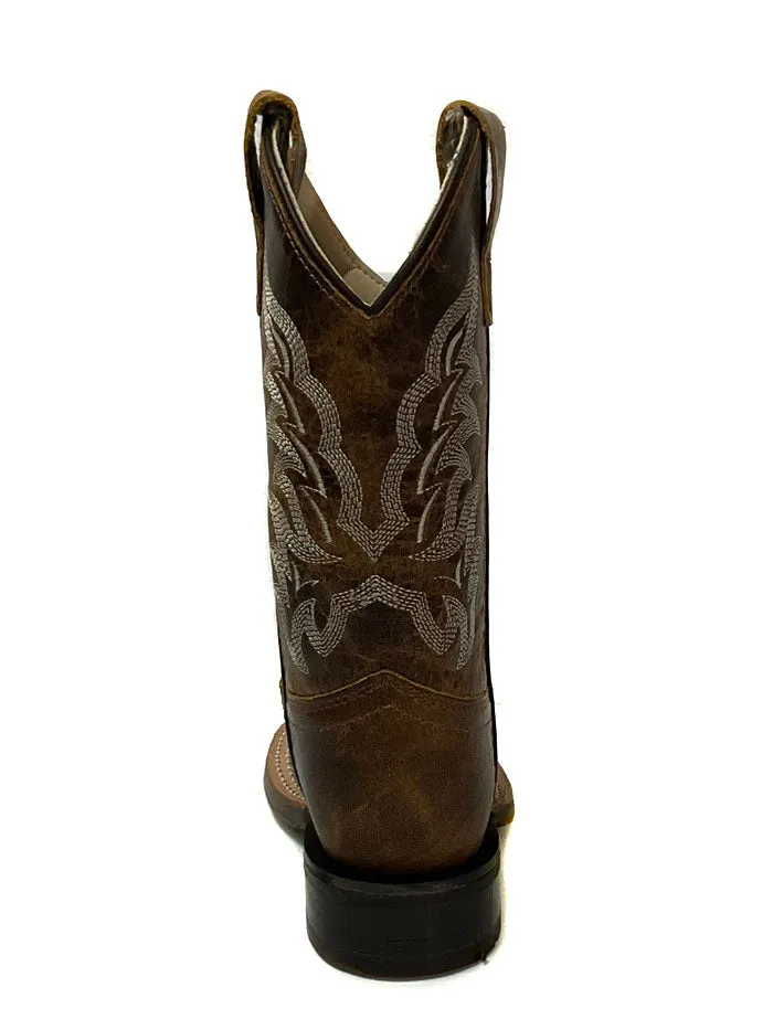 Old West BSC1979 BSY1979 Kids Square Toe Western Boot Brown