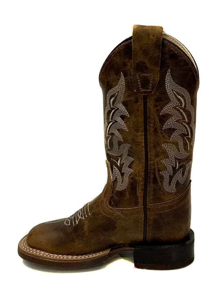 Old West BSC1979 BSY1979 Kids Square Toe Western Boot Brown