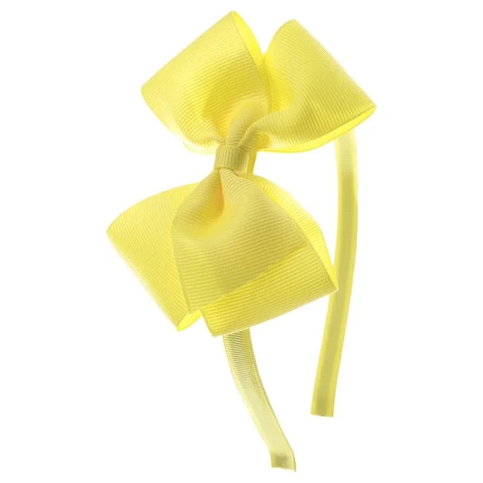 Olilia Hard Hairband Medium London Bow Lemon