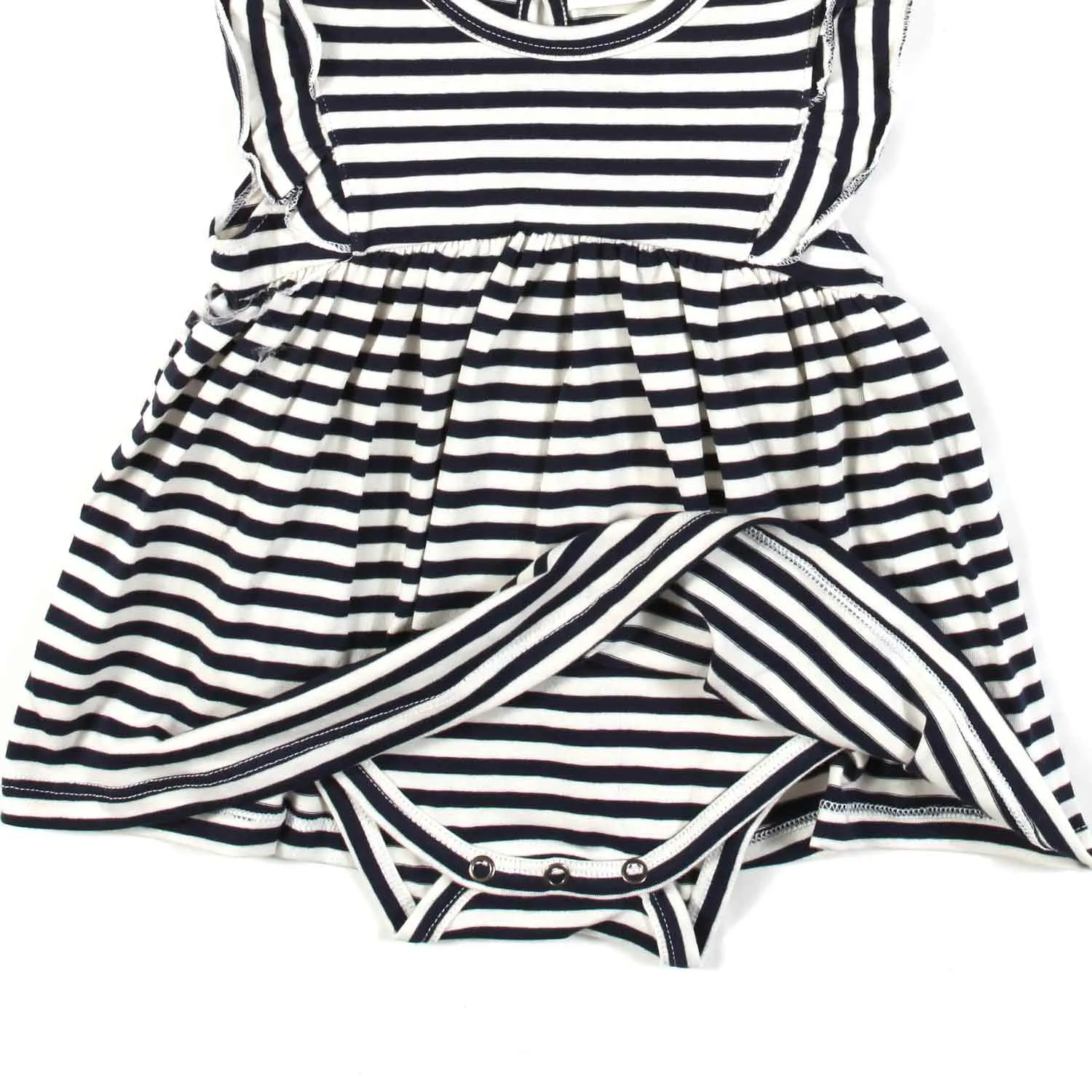 One More In The Family Georgia Blue And White Striped Mini Dress