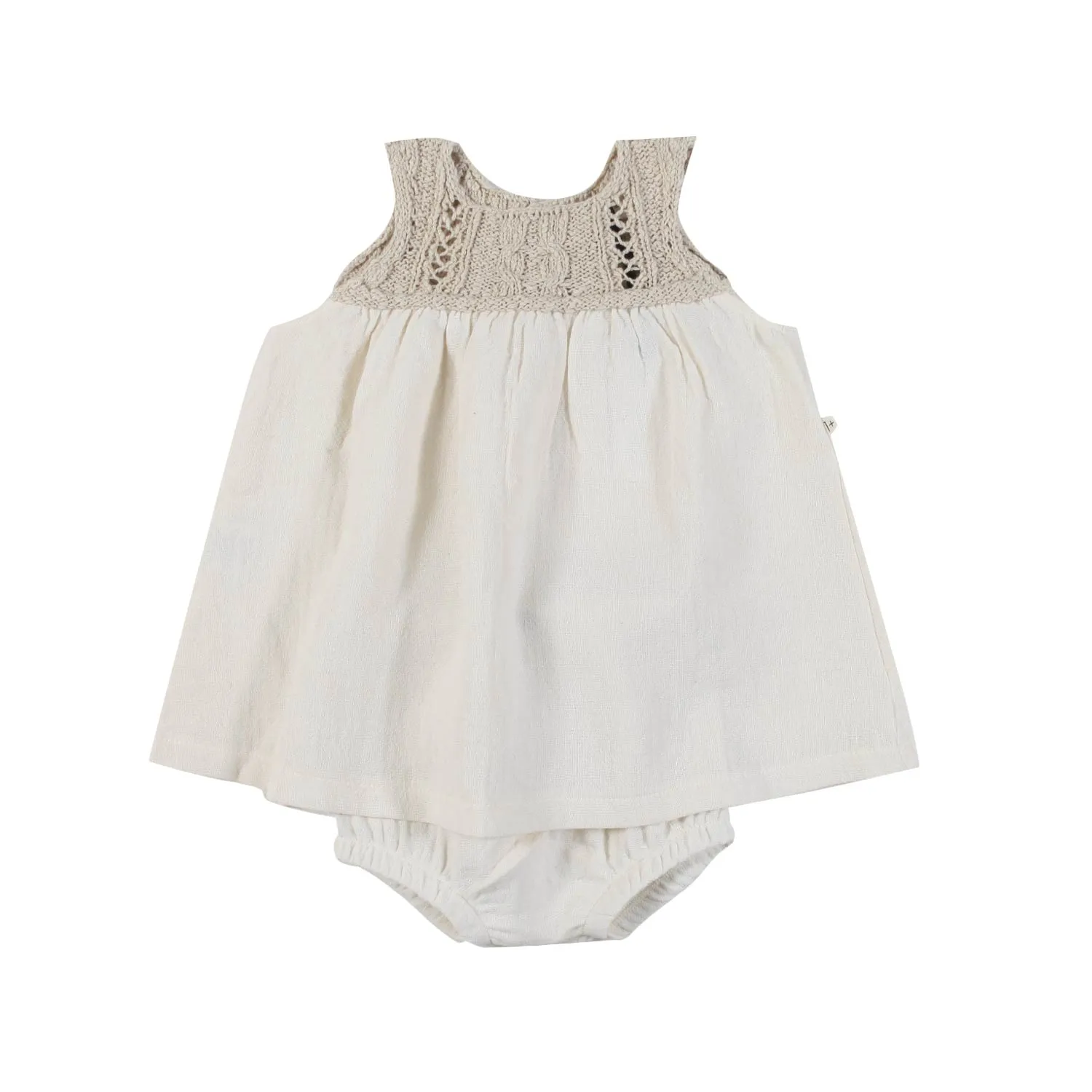 One More In The Family Natural White And Beige Neri Mini Dress