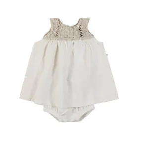 One More In The Family Natural White And Beige Neri Mini Dress