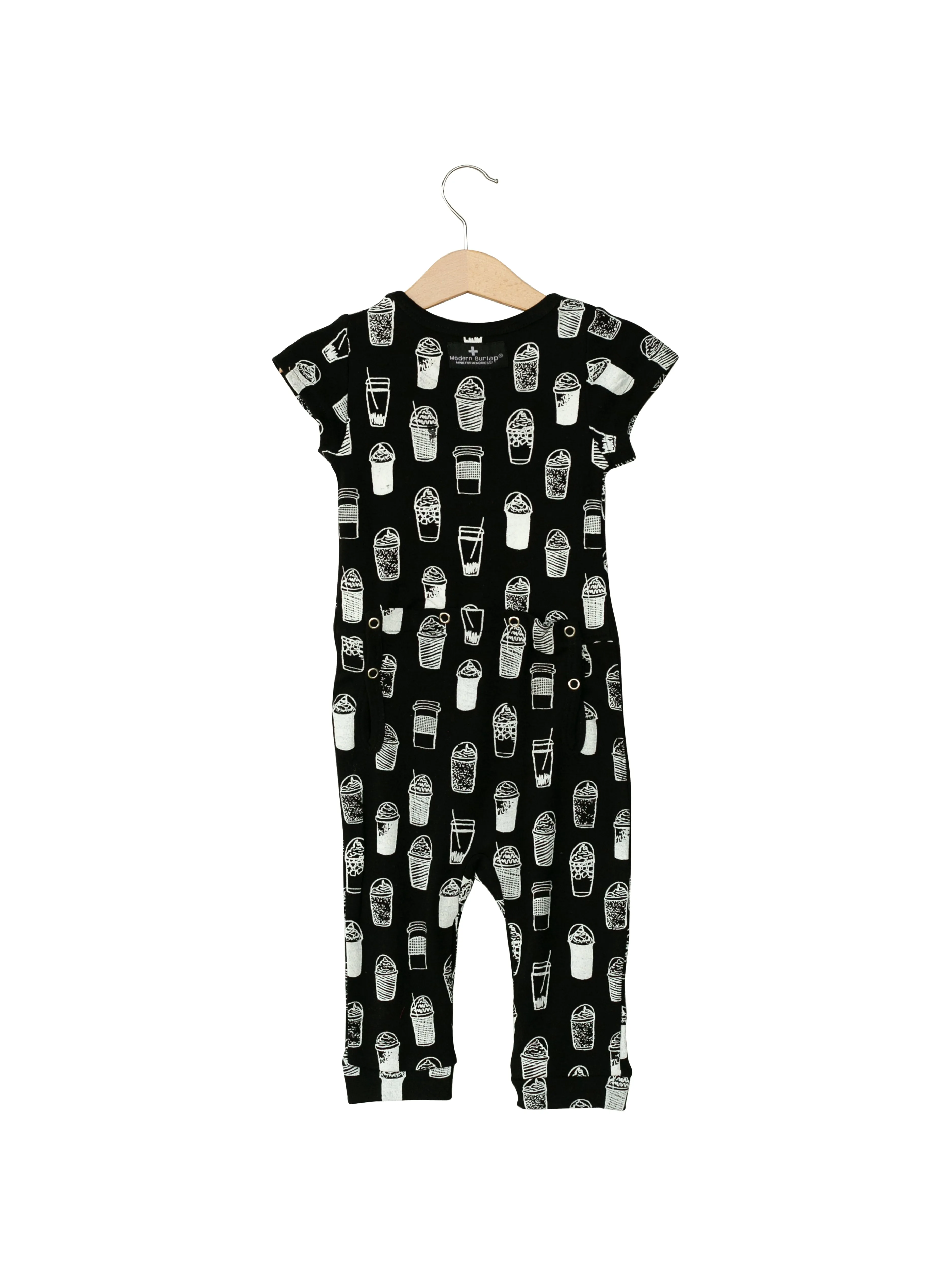 Organic Short Sleeve Jumpsuit with Explorer Back -  Prints