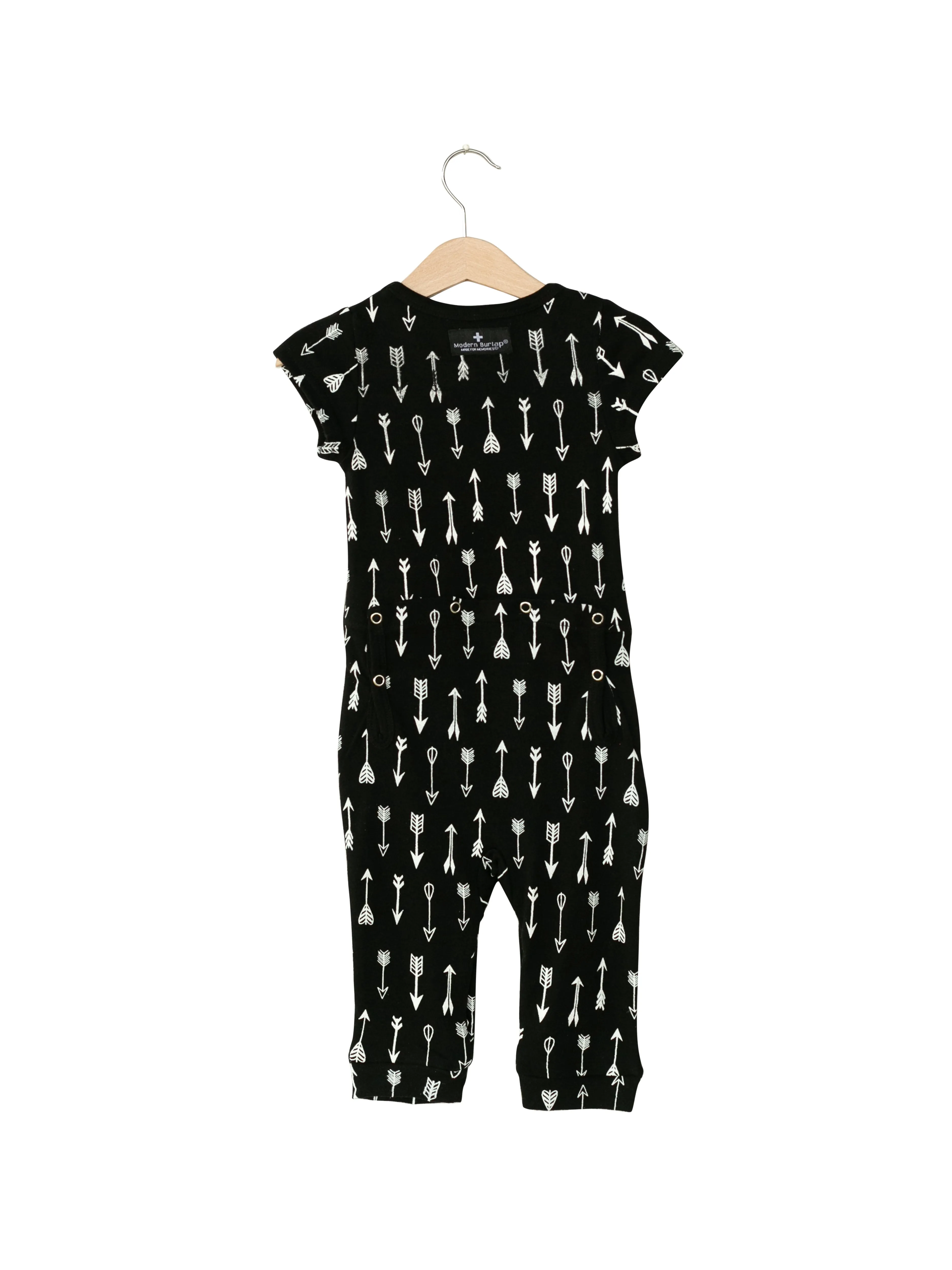 Organic Short Sleeve Jumpsuit with Explorer Back -  Prints