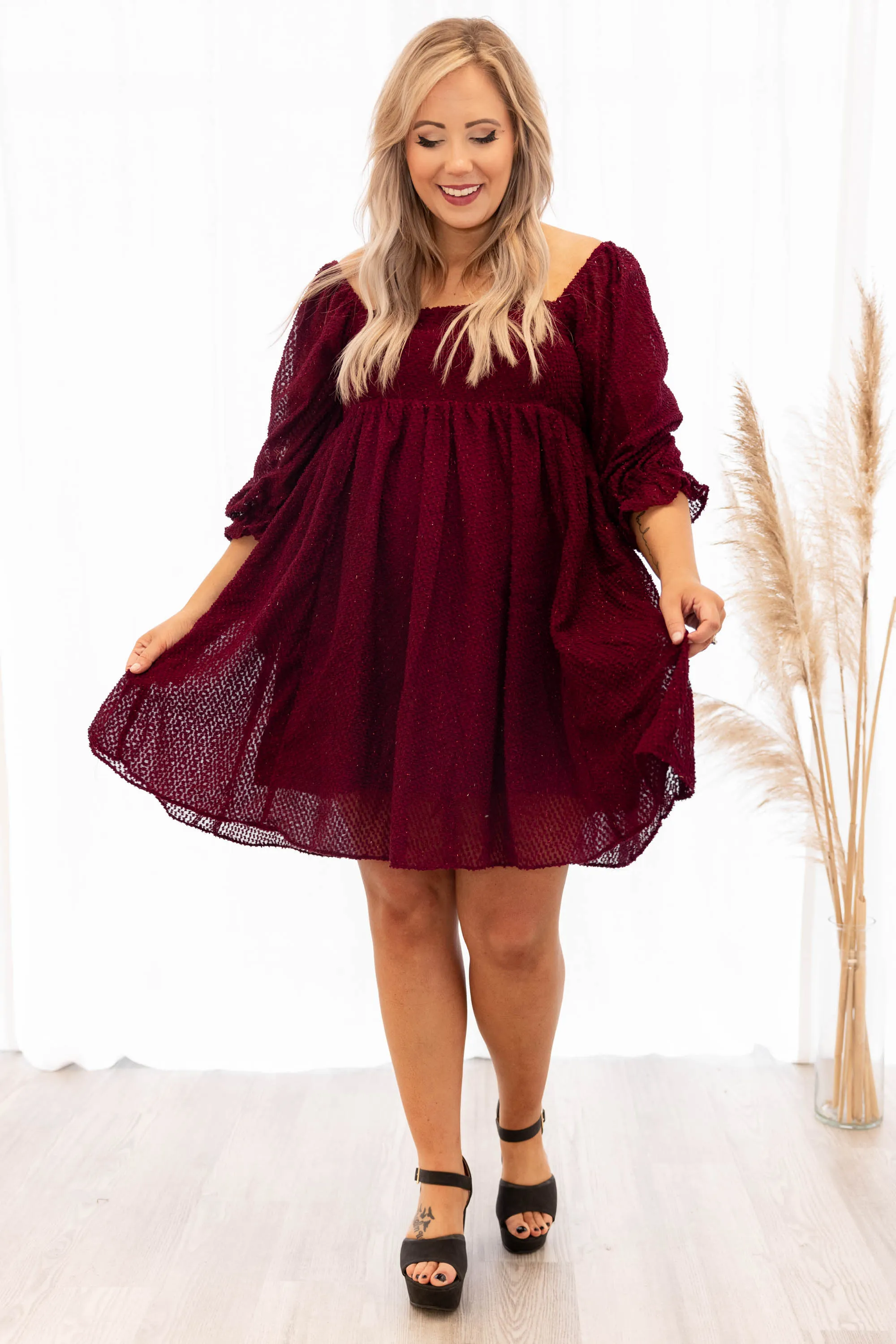 Party And Play Dress, Burgundy