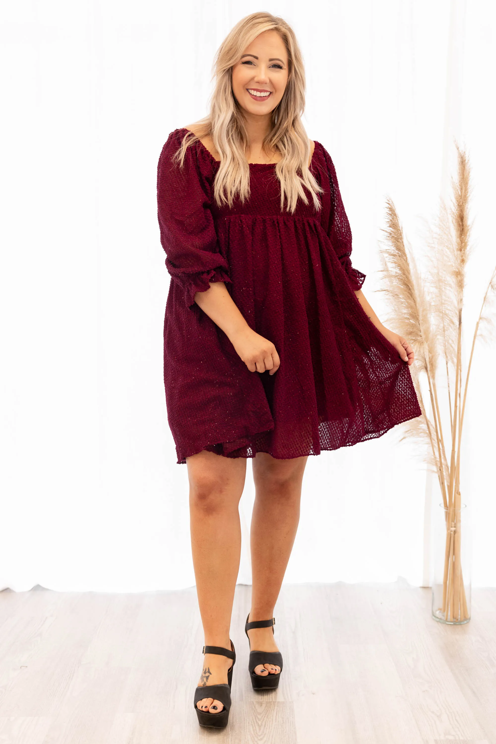 Party And Play Dress, Burgundy