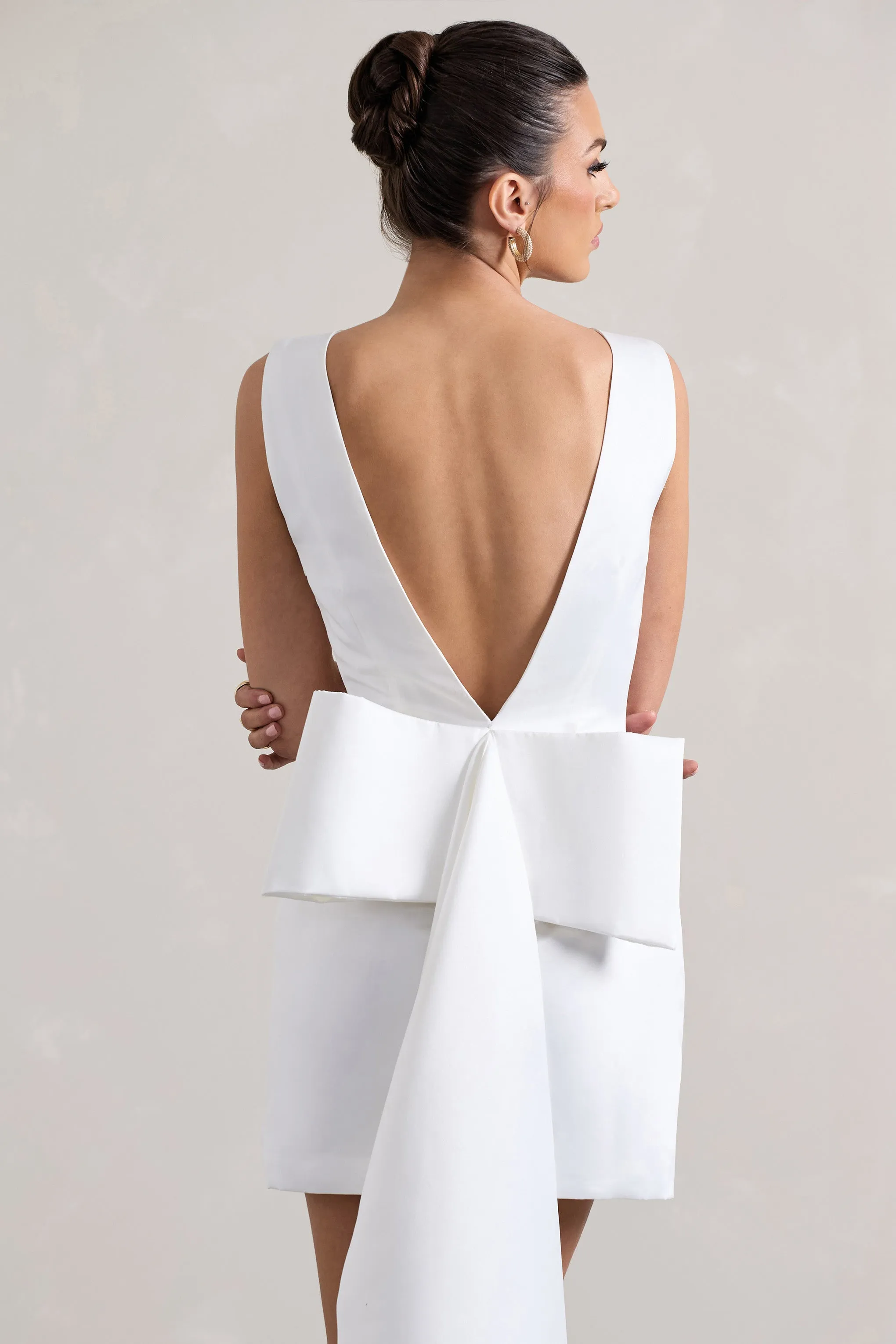 Peace | White Satin Mini Dress With Drape Detail