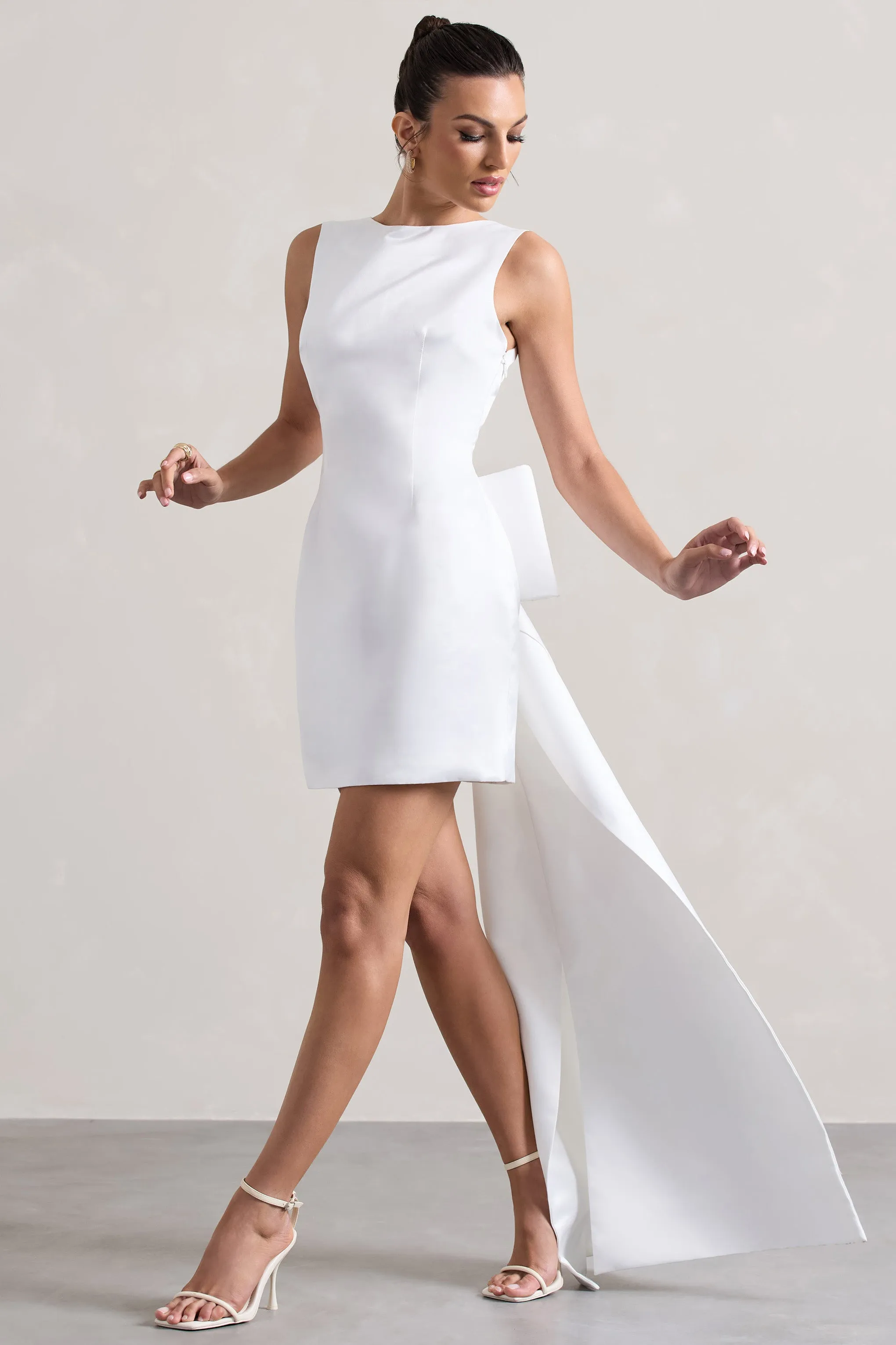 Peace | White Satin Mini Dress With Drape Detail